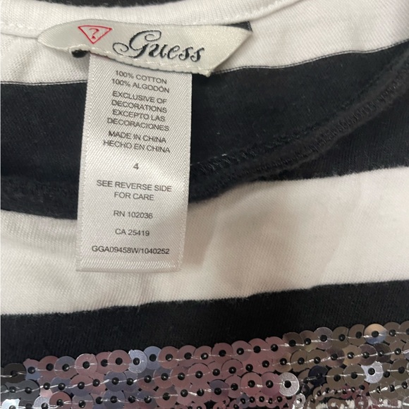 Guess Black and White Striped Tee for girls - Picture 2 of 3